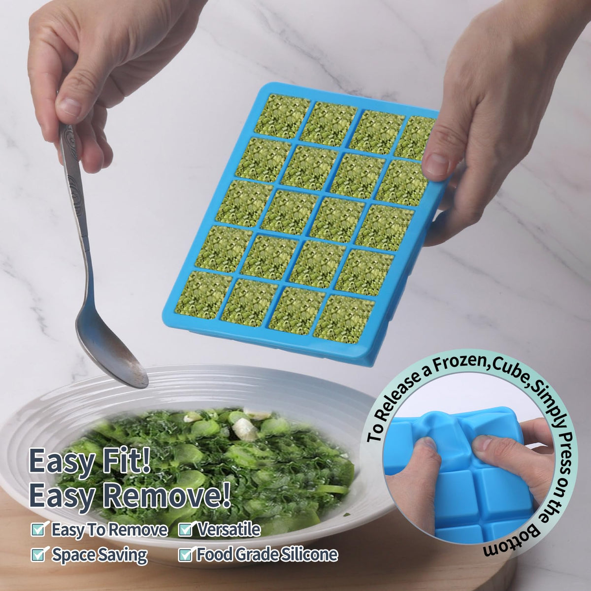 witice blue 2-pack silicone freezer trays for versatile freezing