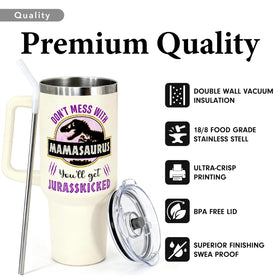 40oz insulated travel cup keeps beverages at the right temperature on the go.