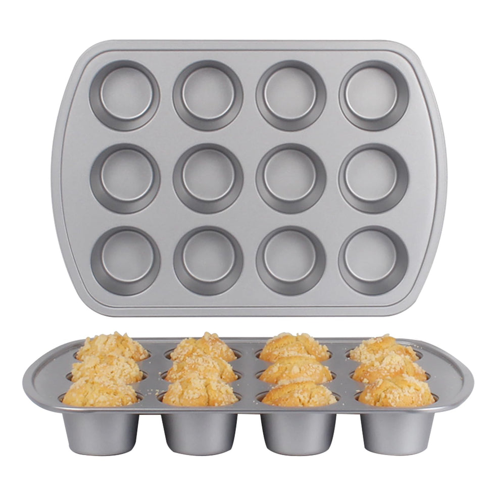 Wivplik Deep Well Muffin Pan 12-cup with deep cups for bakery-style muffins.