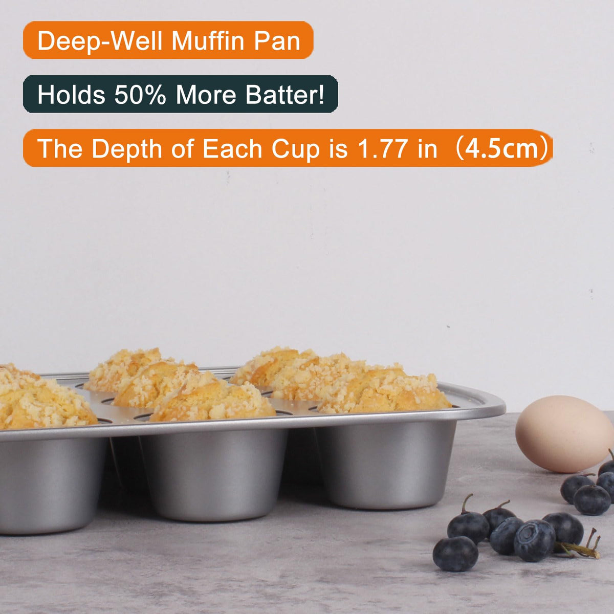Nonstick coating allows easy release without paper cups.
