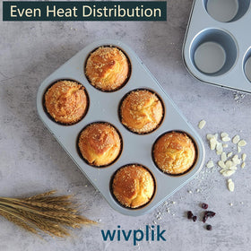 Wivplik jumbo-cup muffin tins with easy-release coating for quick removal