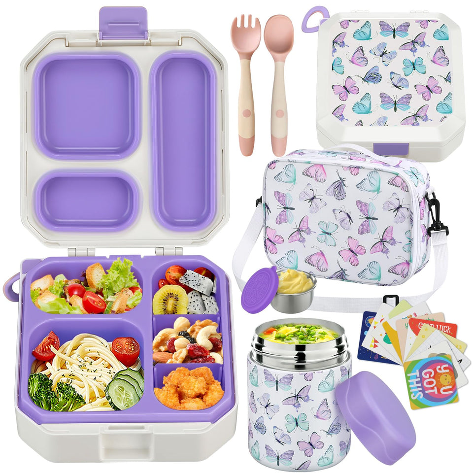 Wiwens 5-compartment bento box keeps meals organized and fresh for school.