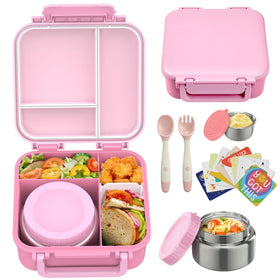 Wiwens kids bento lunch box with four compartments keeps meals organized for school.