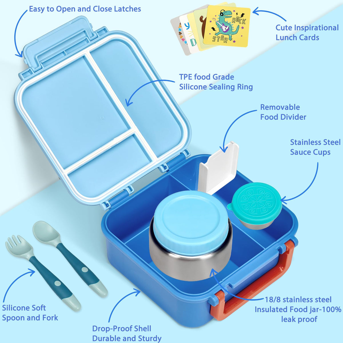 wiwens kids bento lunch box open with divider for versatile portions