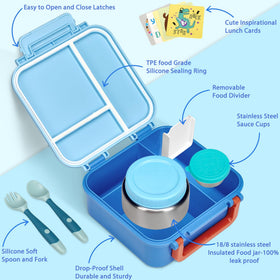 wiwens kids bento lunch box open with divider for versatile portions