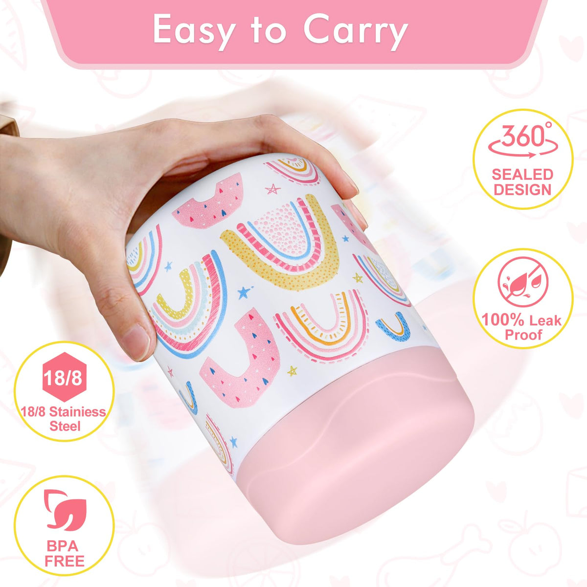 wiwens leak-proof gasket ensures spill-free bags when carrying the jar.