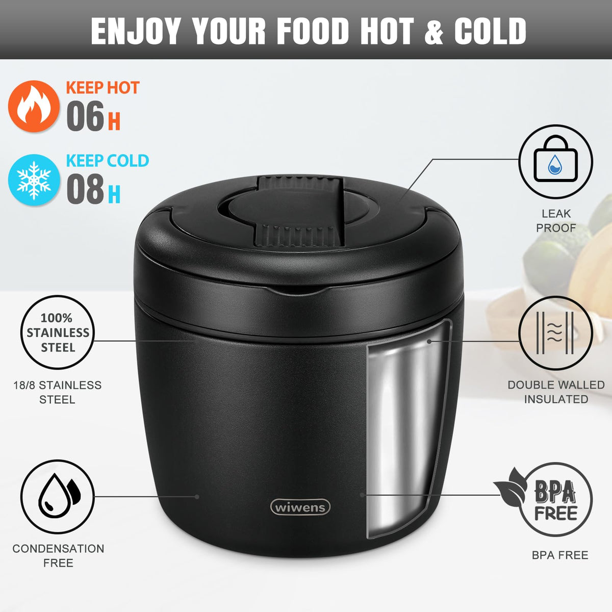 Inner dual-compartment design keeps foods separate during transport