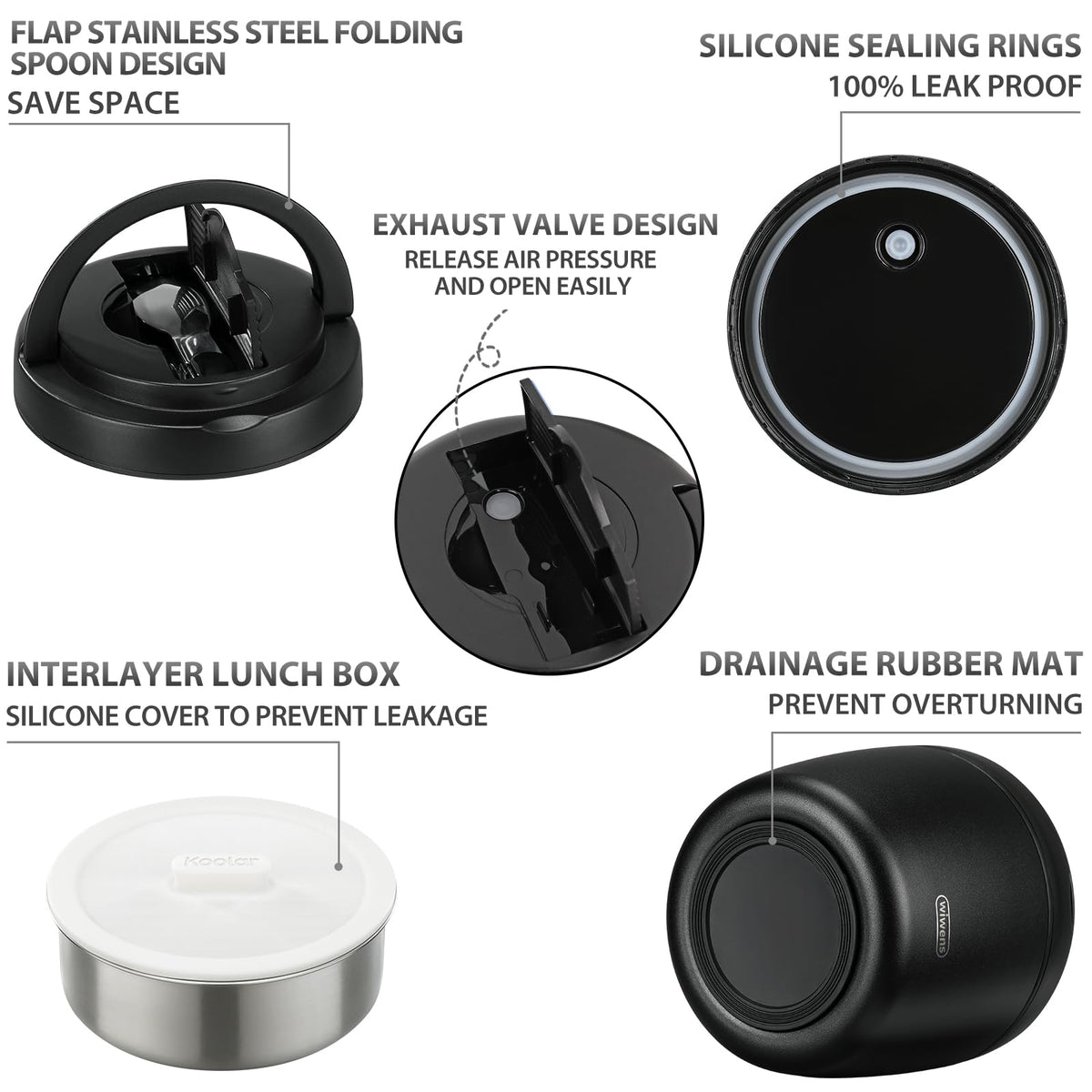 Leak-proof cap with silicone seal prevents spills while commuting