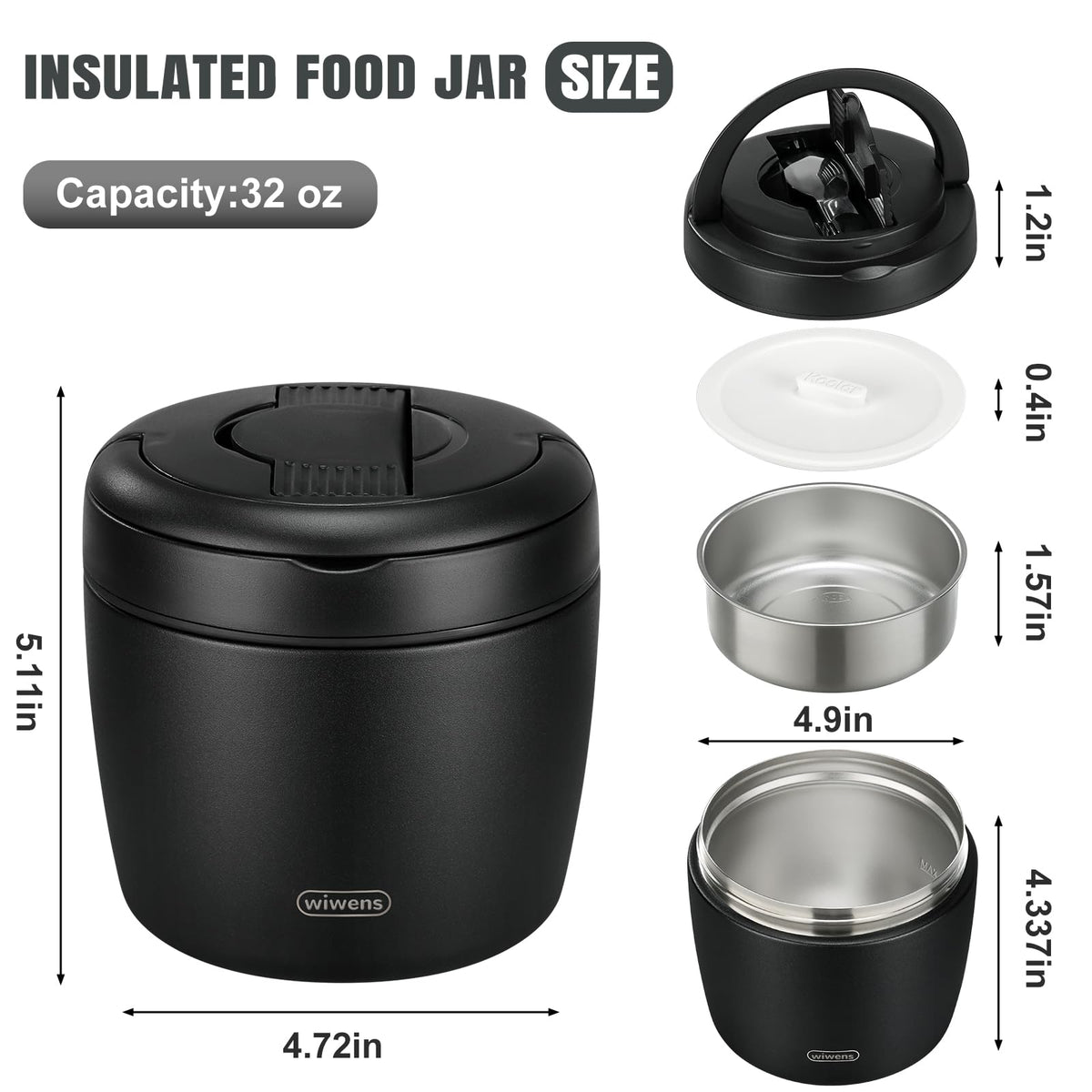 Wide mouth opening simplifies filling and cleaning of the wiwens jar