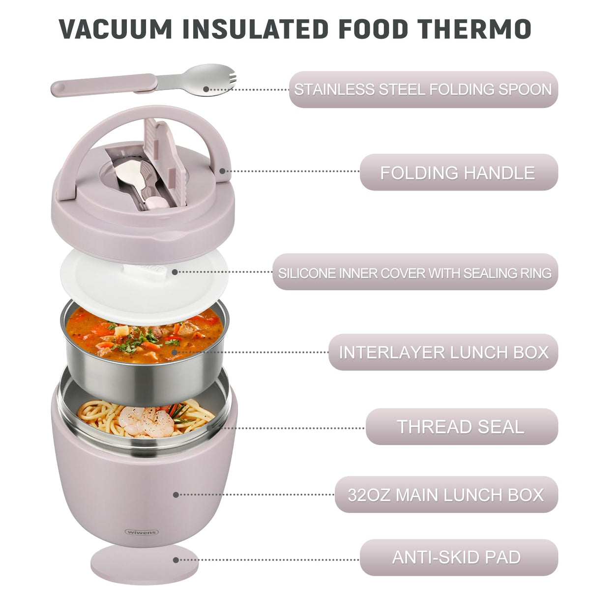 WiWens jar dual-compartment seals help separate foods without leaks during transport.
