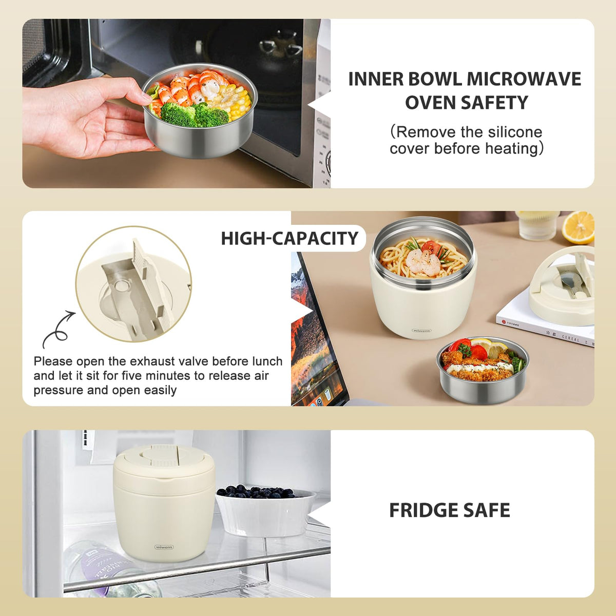 wiwens Thermo Food Jar exhaust valve safely releases pressure for opening