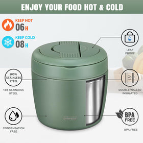 Wiwens thermo food jar leak-proof seal keeps contents safe during transport.