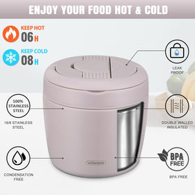 WiWens jar leak-resistant cap provides secure closure for mess-free lunches on the go.