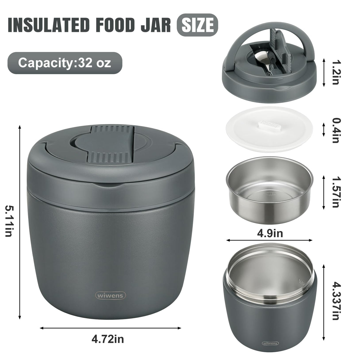 Wiwens Thermo Food Jar leakproof lid protects against spills