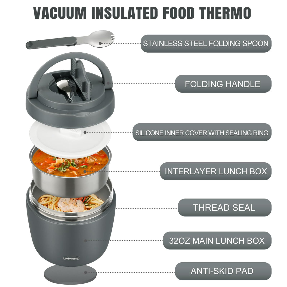 Wiwens Thermo Food Jar wide-mouth open for easy filling