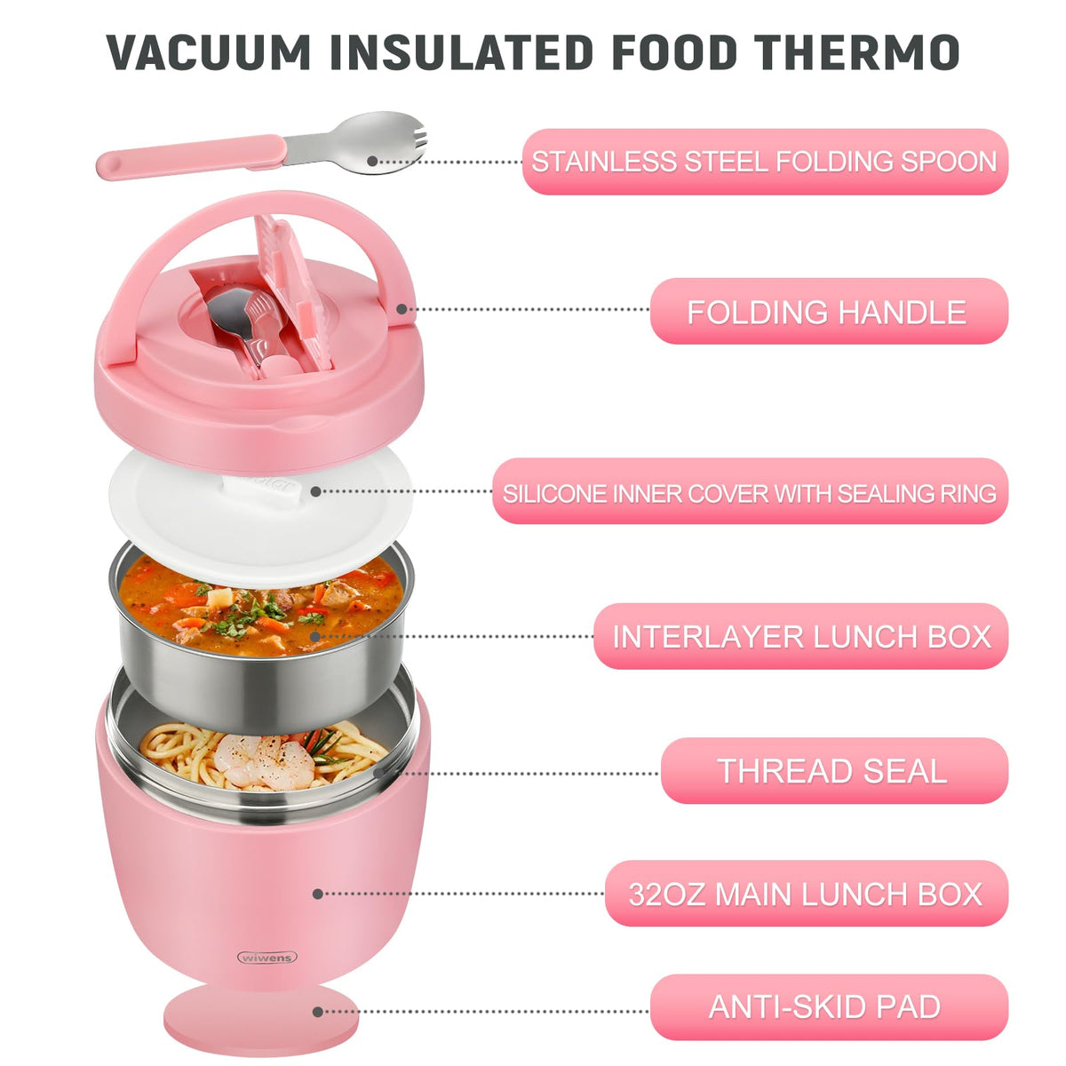 wiwens wide-mouth pink jar allows easy filling and cleaning with hidden spoon