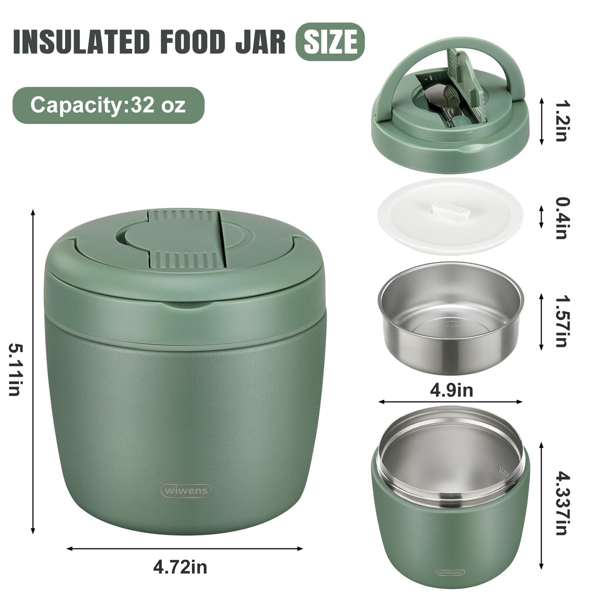 Wiwens thermo food jar wide mouth simplifies filling and cleaning.