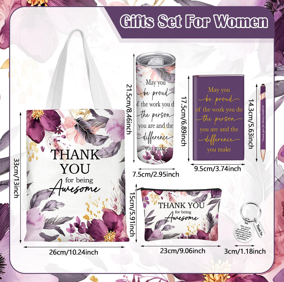 Wiwiqing makeup bag featuring ink-flower design for personal items