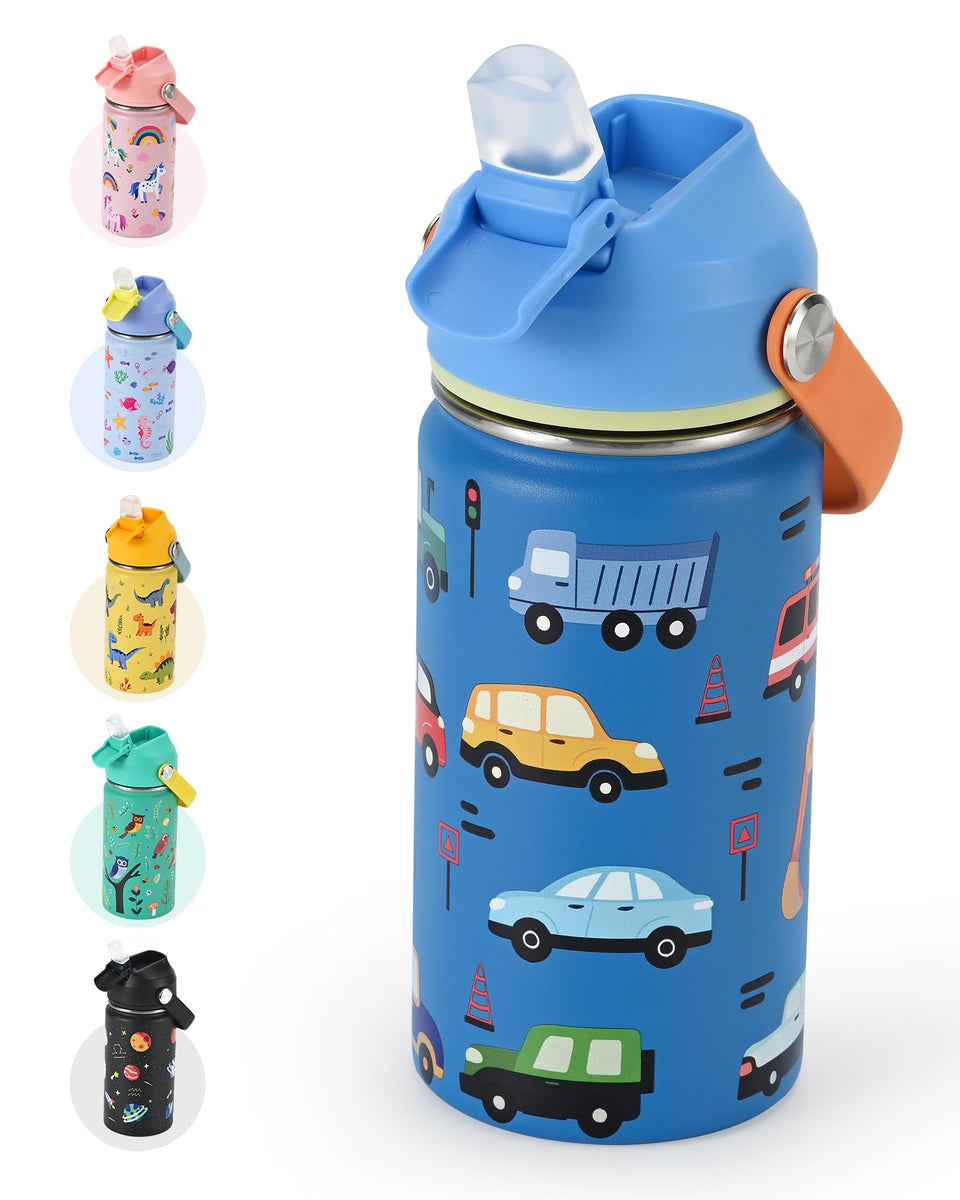 WixByti kids bottle with cars prints; ideal for school hydration and playtime.