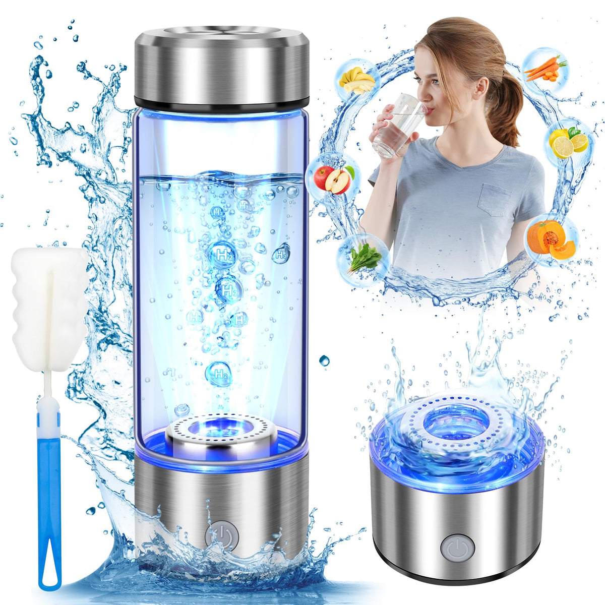 WIYYH Upgrade Hydrogen Water Bottle cap off for easy cleaning and quick hydration.