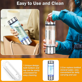 WIYYH Upgrade Hydrogen Water Bottle shows hydrogen bubbles indicating ion-rich hydration.