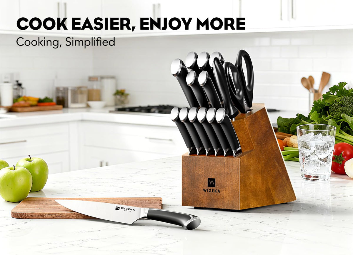 WIZEKA 7 inch Santoku knife for precise mincing and versatile prep