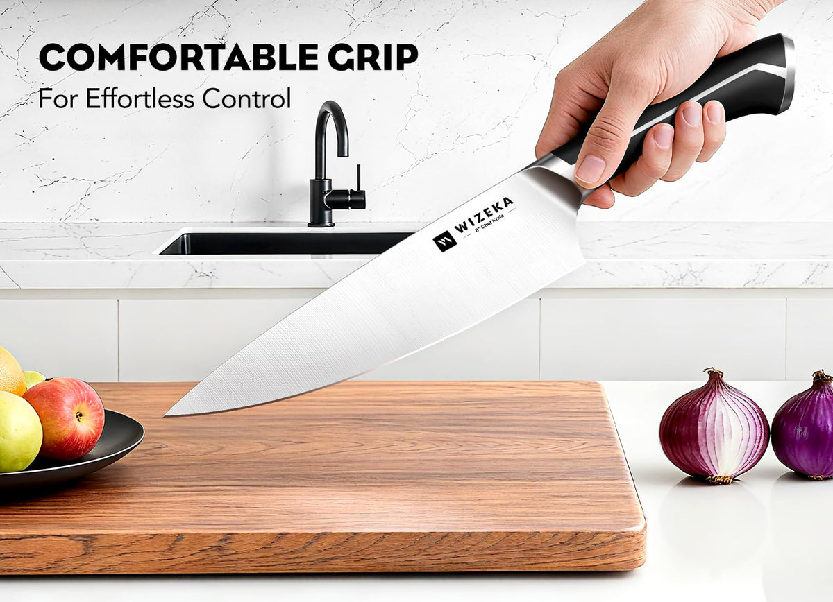 WIZEKA 8 inch bread knife with serrated edge for crusty loaves