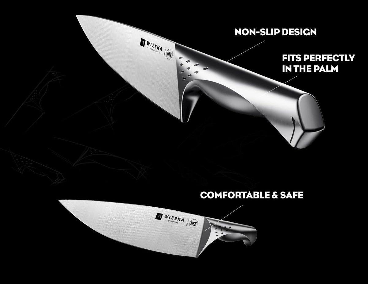 WIZEKA Jaguar Series 8-inch bread knife for clean, effortless slicing.