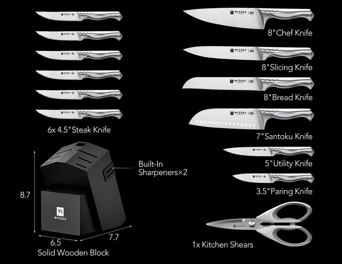 WIZEKA Jaguar Series 7-inch santoku knife for versatile chopping.