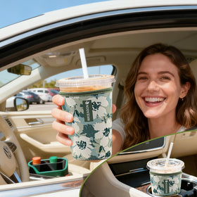 WK IEASON floral green neoprene insulation keeps drinks steady