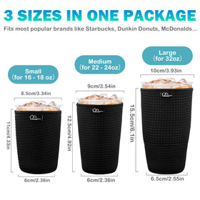 WK IEASON three-size sleeve fits 16–18oz cups for versatile use.