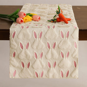 WKJZH Easter table runner pink-ears enhances spring dining and protects surfaces.