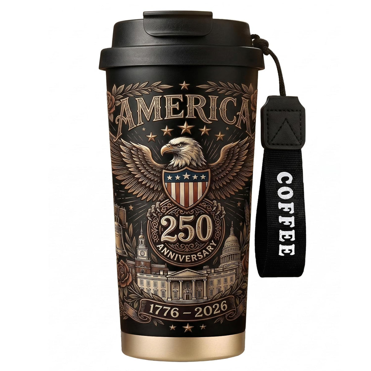 WKTML 250th Anniversary mug, front view, vintage patriotic design for daily coffee.
