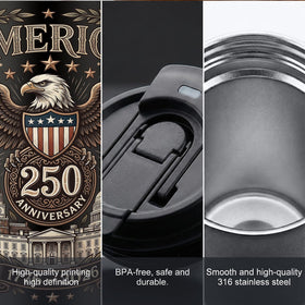 WKTML 250th Anniversary mug interior view showing stainless steel liner, food-safe and durable.