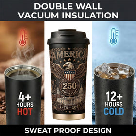 WKTML 250th Anniversary mug gift-ready packaging box, includes 18-ounce insulated mug.
