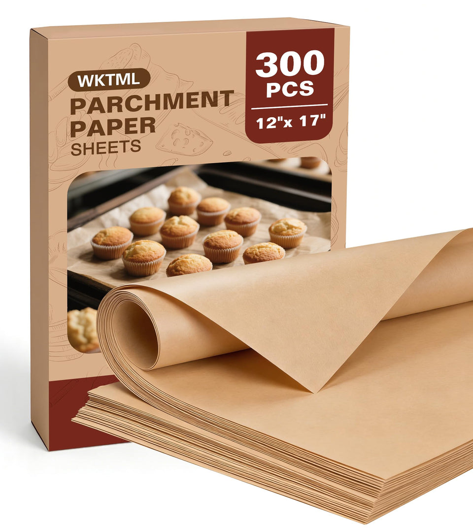 WKTML parchment paper 12x17 pre-cut sheet for quick, tidy baking.