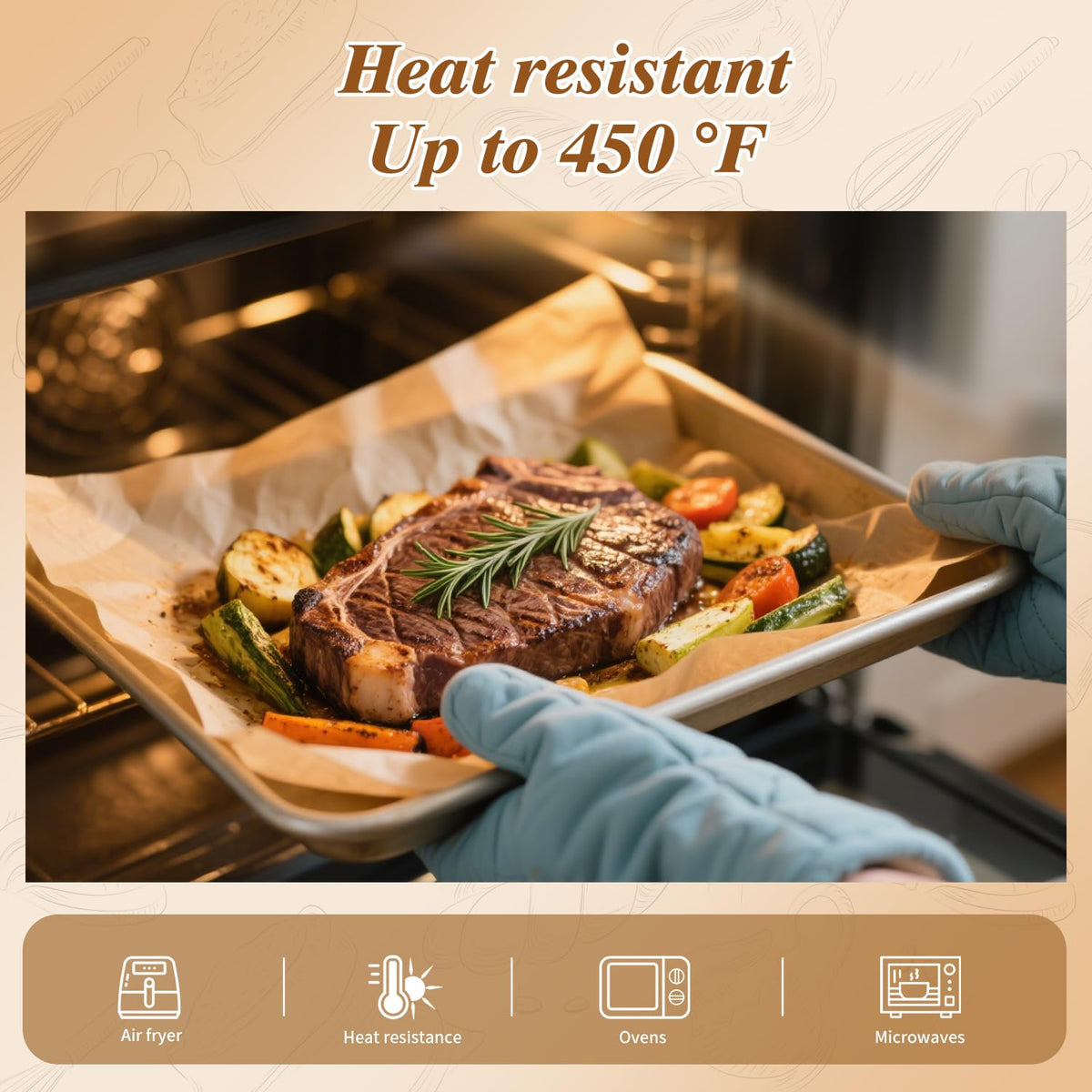 WKTML silicone-coated parchment reduces sticking for easy food release.