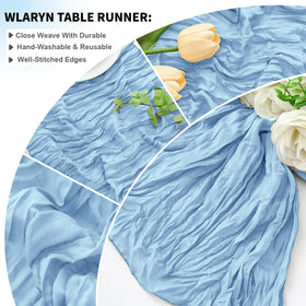 Wlaryn long table wedding decor featuring a 21.5x120 inch runner