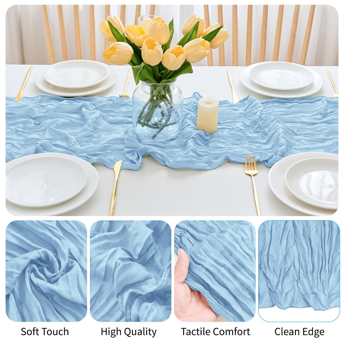 Wlaryn boho gauze runner for arch draping and chair sashes