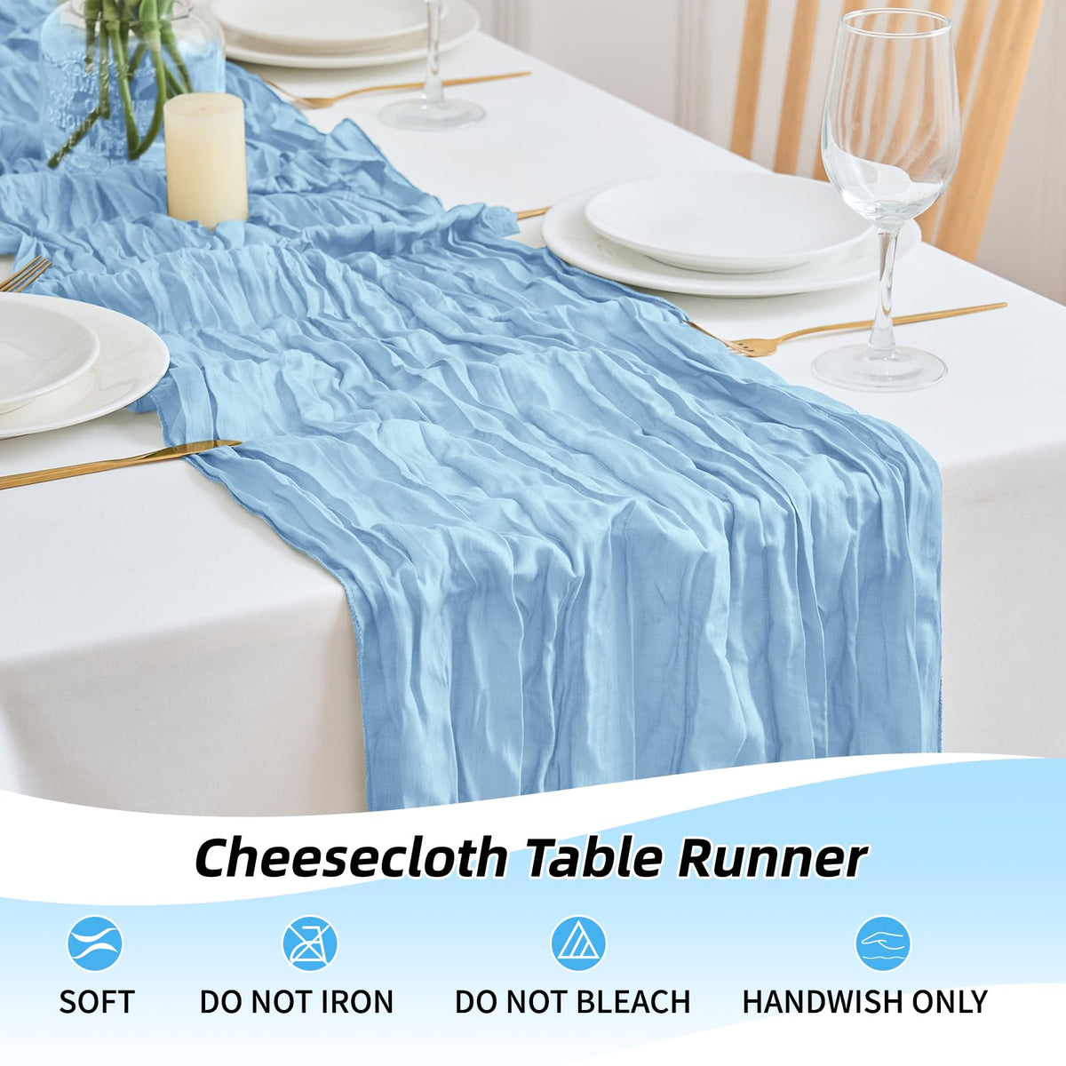Wlaryn durable polyester runner provides reusable decor with crinkled finish