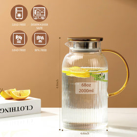 Wlasss glass pitcher 68oz capacity ideal for family beverages at meals
