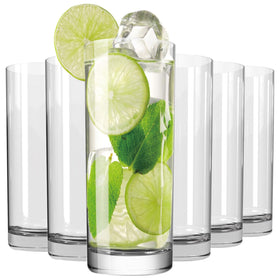 Wlasss 6pc 16oz crystal highball set—clear glasses for cocktails and water.