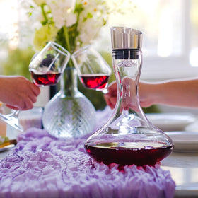 Wlasss decanter with double layer filtration for faster aeration