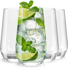 Wlasss drinking glasses set of four with 16.4 oz capacity for everyday hydration.