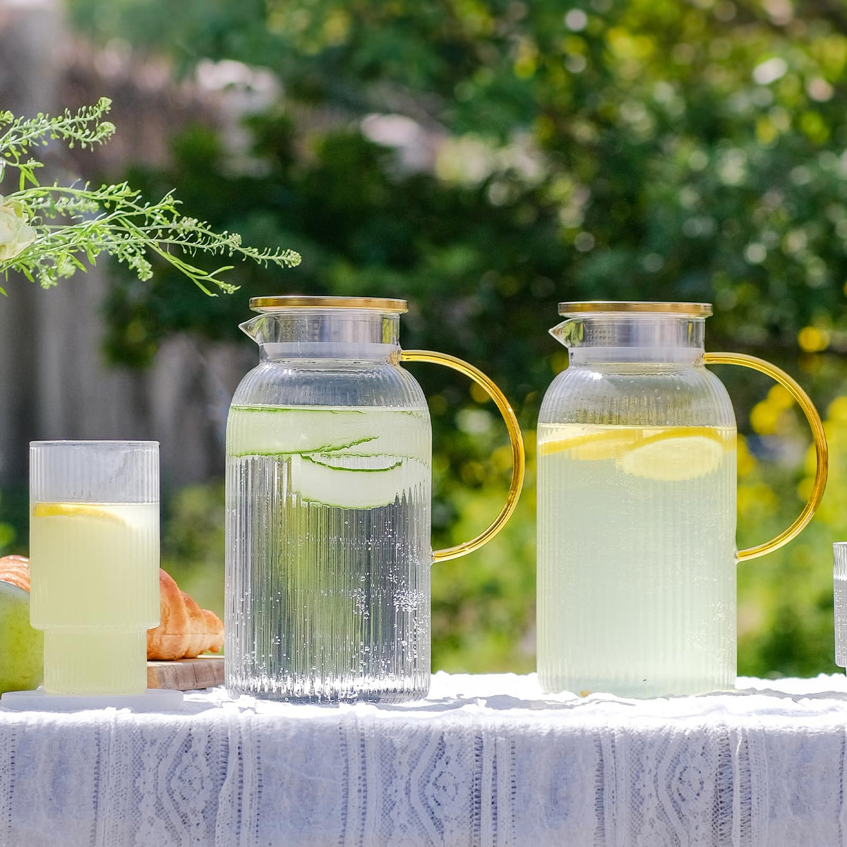Wlasss glass carafe fits in the fridge for refreshing cold beverages