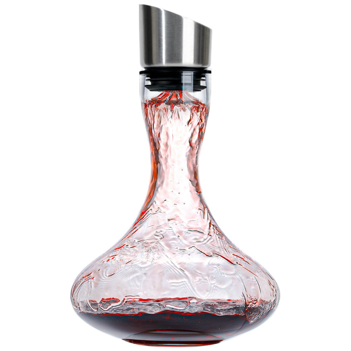 Wlasss hand blown crystal decanter with aerator enhances red wine aroma