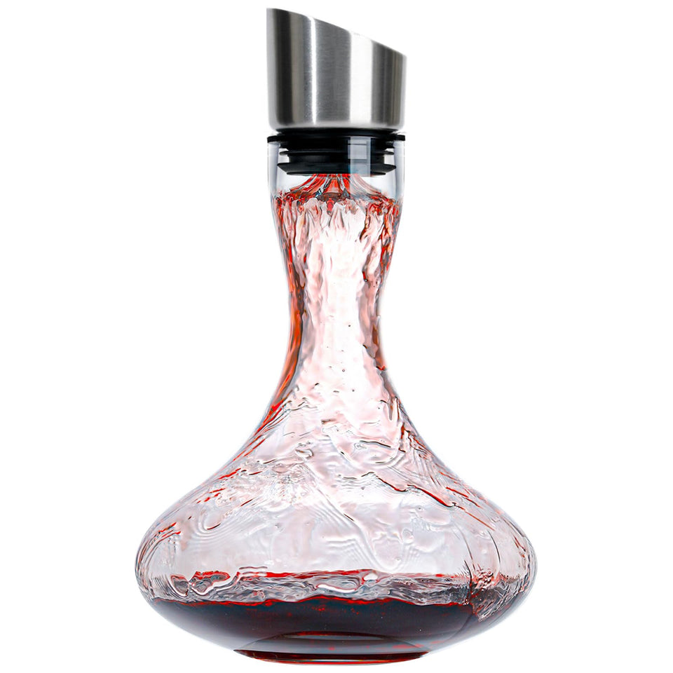 Wlasss hand blown crystal decanter with aerator enhances red wine aroma