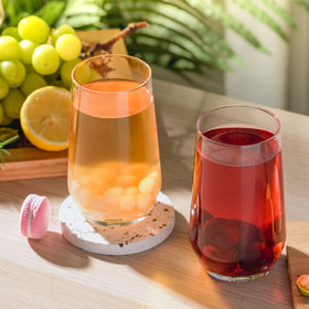 Wlasss highball glass curved design for comfortable grip.