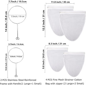 WMKGG ultra fine mesh strainer bag small frame for compact batches