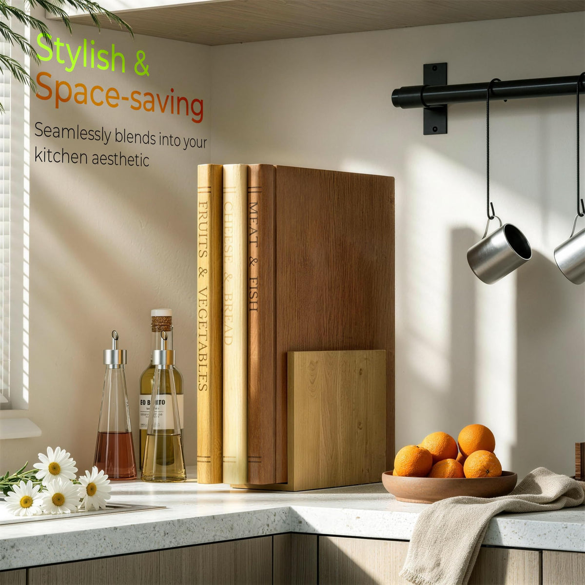 Wnfou book-shaped boards labeled meat and fish for efficient kitchen prep